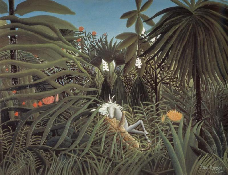 Henri Rousseau catamount attack horse